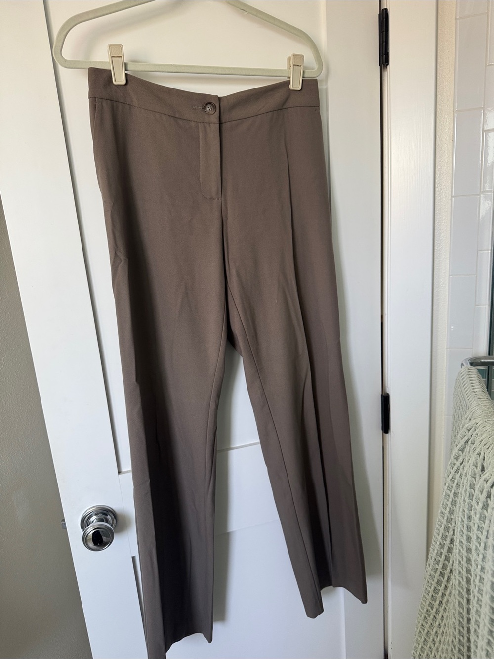 Karen Kane Taupe Straight-Leg Trousers